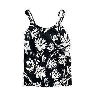 BEACH BELLE Swimsuits For All Tankini Top Black White Size 12